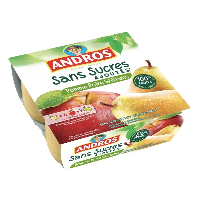 Compotes Pomme Poire sans sucres ajoutés x4